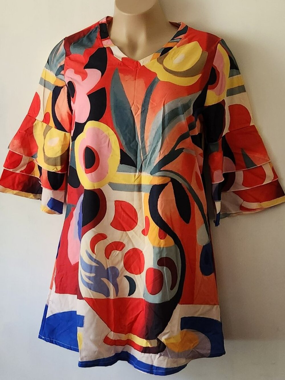 Bright colorful shift dress sz XL boho style VGUC